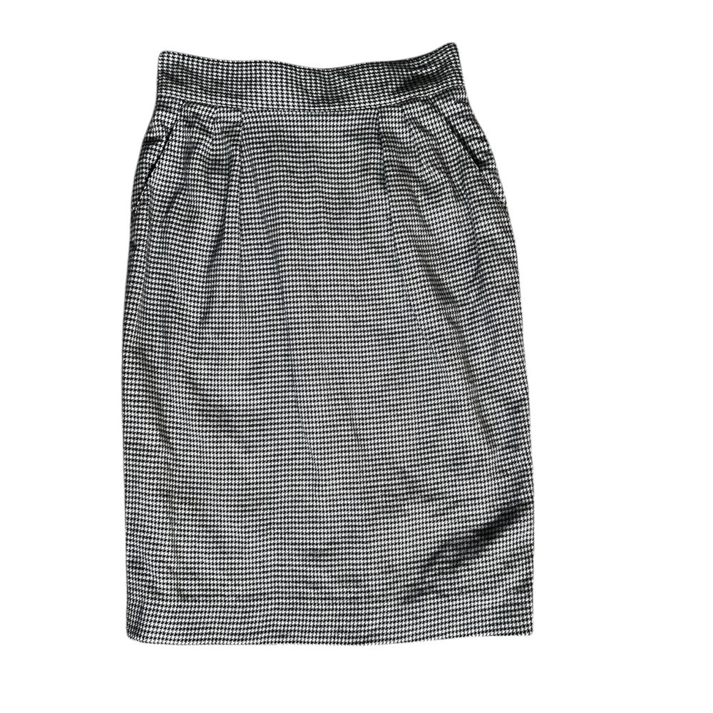 Vintage Christian Dior Wool Houndstooth Pencil Skirt